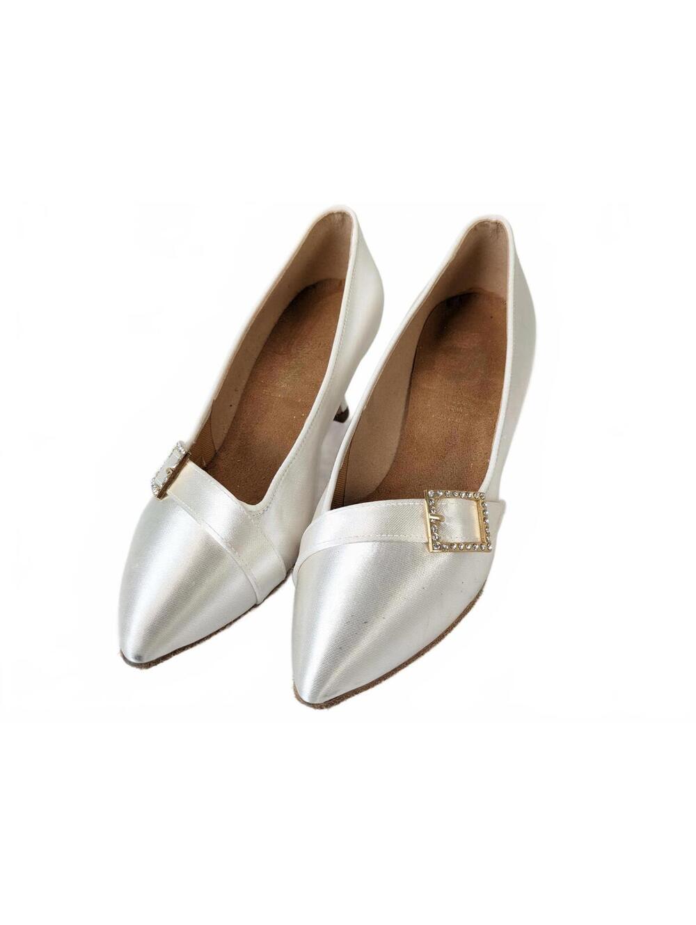 SupaDance England 1023 Dance Shoes White Satin Pearl US 4.5